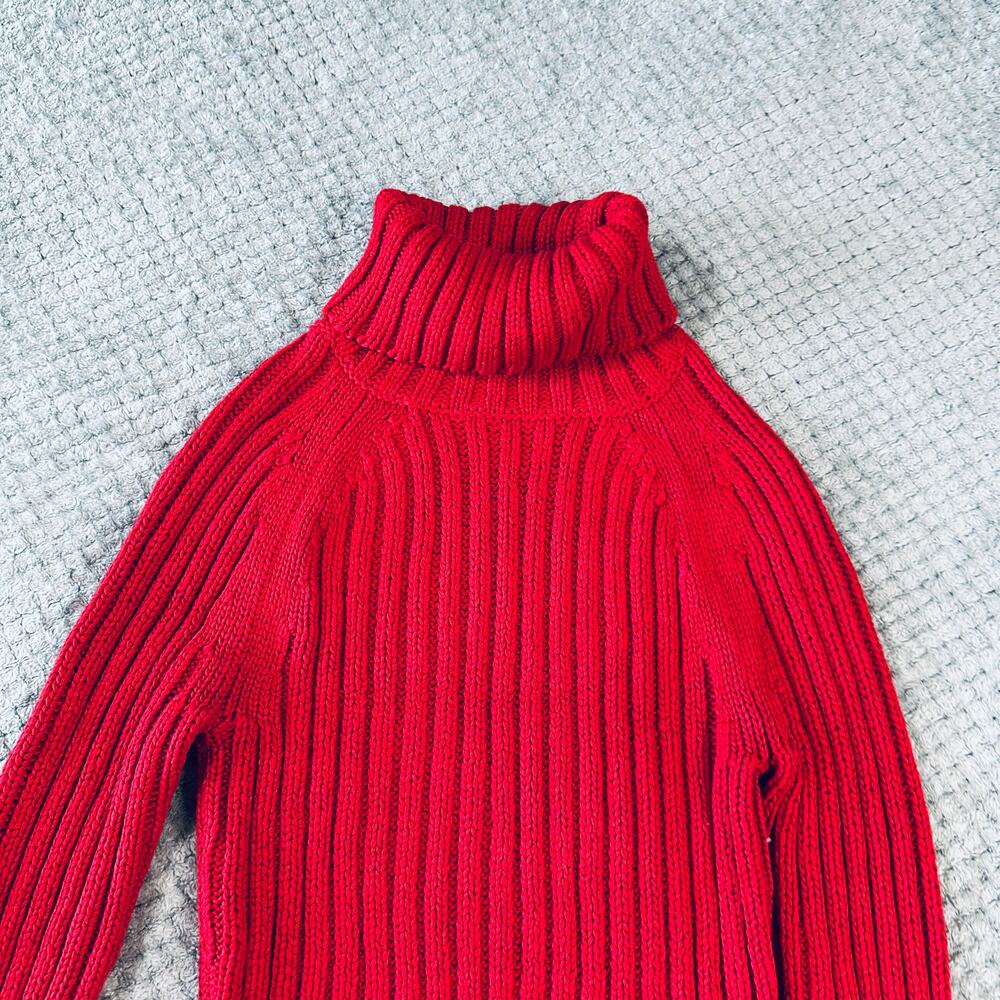 vtg abercrombie & fitch y2k cherry red cable knit coquette babydoll turtleneck - Picture 2 of 5